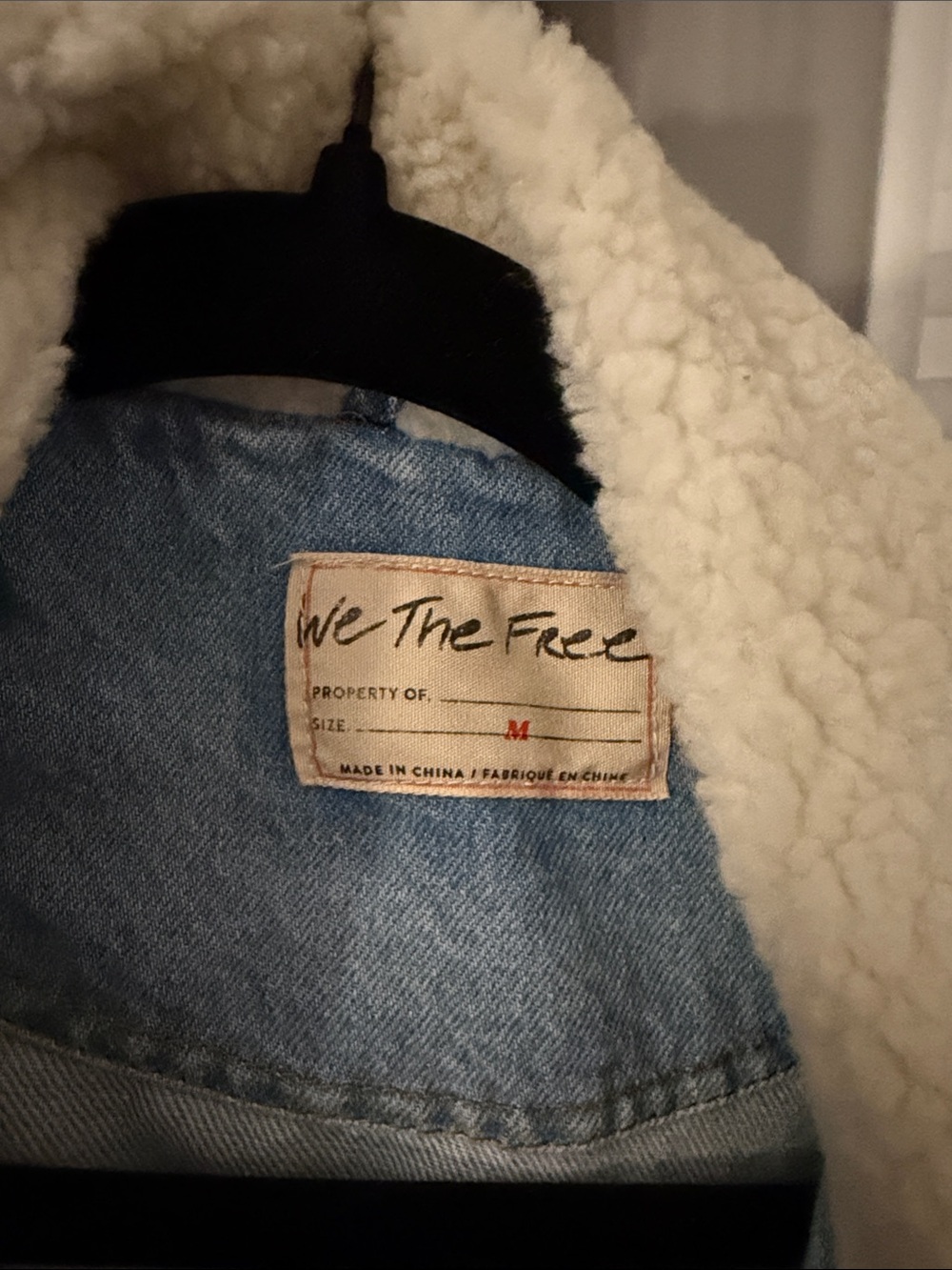Free People Light Wash Denim Sherpa Jacket - Picture 5 of 5